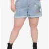 HUNIVERS Studio Ghibli My Neighbor Totoro Elastic High-Waisted Denim Shorts Plus Size