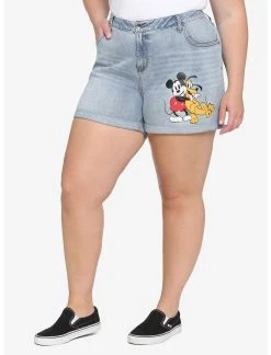 HUNIVERS Disney Mickey Mouse & Pluto Mom Shorts Plus Size