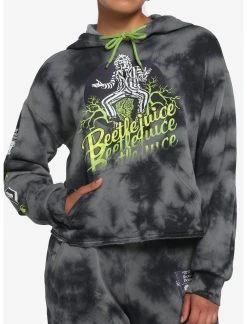 HUNIVERS Beetlejuice Icons Wash Crop Hoodie