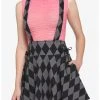 HUNIVERS Black & Grey Argyle Lace-Up Suspender Skirt