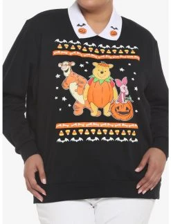 HUNIVERS Her Universe Disney Halloween Winnie The Pooh & Friends Collared Sweatshirt Plus Size