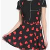 HUNIVERS Red Hearts Black Suspender Skirt