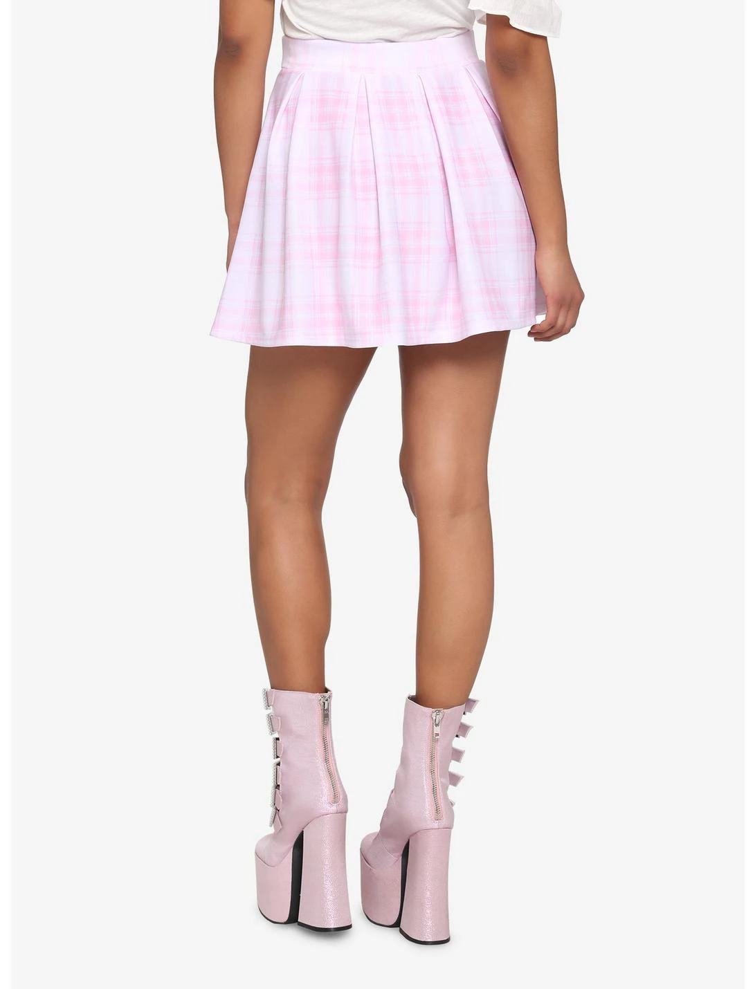 HUNIVERS Pink Plaid Skirt - Image 2