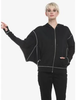 HUNIVERS Black Bat Wing Hoodie