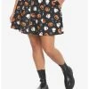 HUNIVERS Pumpkin Ghost & Web Zipper Skirt Plus Size