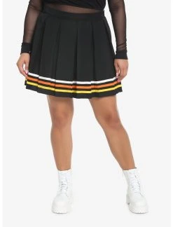 HUNIVERS Candy Corn Stripe Pleated Skirt Plus Size