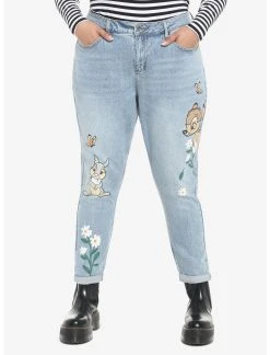 HUNIVERS Disney Bambi & Thumper Mom Jeans Plus Size