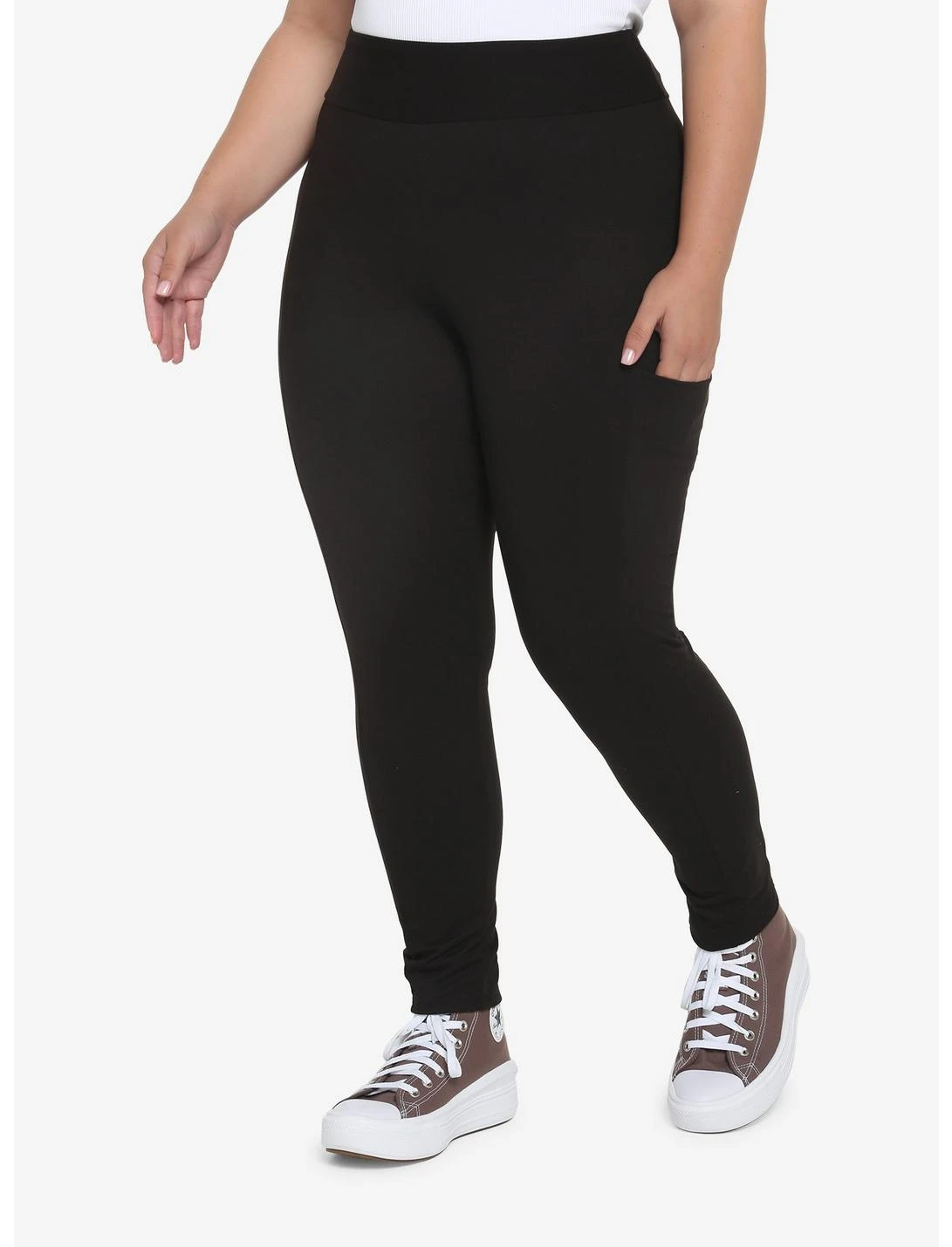 HUNIVERS Black Leggings With Pocket Plus Size