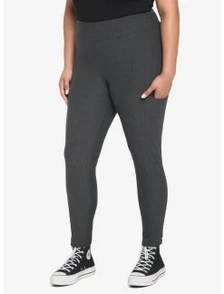 HUNIVERS Charcoal Grey Leggings With Pocket Plus Size