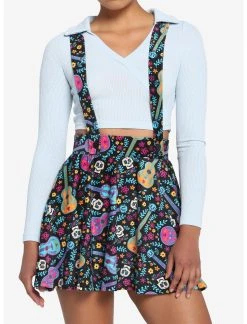 HUNIVERS Disney Pixar Coco Sugar Skull & Guitar Velvet Suspender Skirt