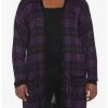 HUNIVERS Purple & Black Plaid Oversized Cardigan Plus Size