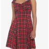 HUNIVERS Red Plaid Retro Sweetheart Dress