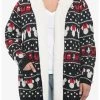 HUNIVERS Disney Mickey Mouse & Minnie Mouse Sherpa Open Cardigan Plus Size