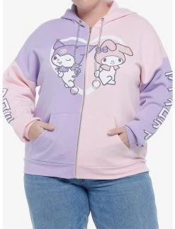 HUNIVERS My Melody & Kuromi Pastel Split Hoodie Plus Size