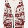 HUNIVERS Harry Potter Fair Isle Sherpa Open Cardigan Sweater