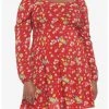 HUNIVERS Disney Winnie The Pooh Floral Long-Sleeve Dress Plus Size
