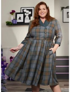 HUNIVERS Her Universe Outlander Tartan Plaid Swing Dress Plus Size