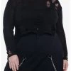 Null Black Distressed Crop Sweater Plus Size