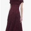 Null Burgundy Floral Lace Midi Dress