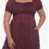 Null Burgundy Floral Lace Midi Dress Plus Size