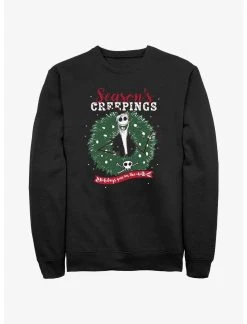 Null Disney The Nightmare Before Christmas Santa Jack Season's Creepings Wreath Sweatshirt