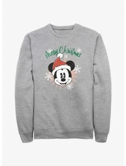 Null Disney Mickey Mouse Snowflakes Santa Mickey Sweatshirt